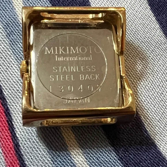 Vintage MIKIMOTO 5P Pearl Double Tour Wrap Bracelet Watch Black Leather Band - Picture 9 of 11